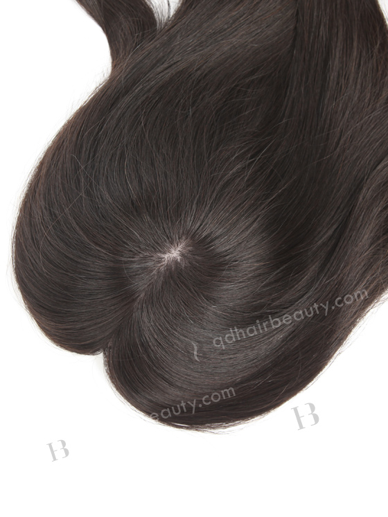 In Stock European Virgin Hair 18" Beach Wave Natural Color 7"×7" Silk Top Wefted Hair Topper-018