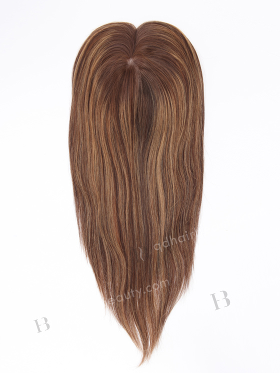 In Stock 6"*6.5" European Virgin Hair 16" Straight 3# with T3/8# Highlights Color Silk Top Hair Topper-110