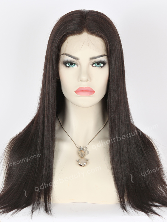 Full Lace Human Hair Wigs Indian Remy Hair 18" Yaki 1B# Color FLW-01403