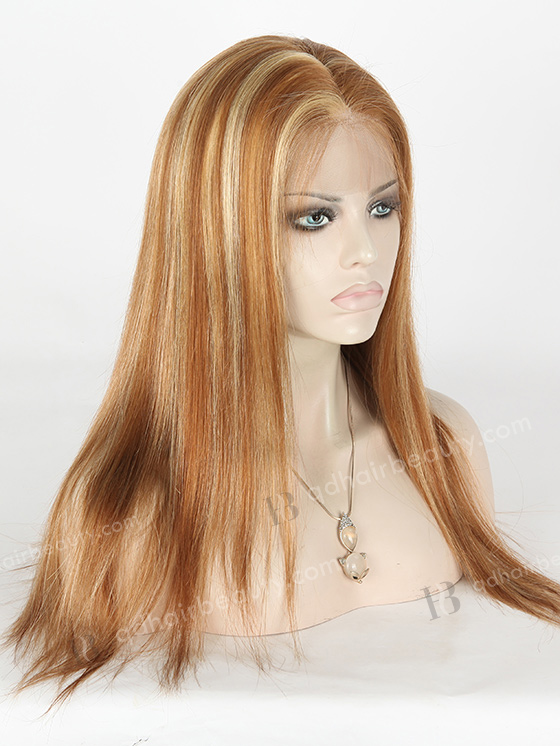 In Stock Brazilian Virgin Hair 18" Straight Color 10/25# Highlights Full Lace Wig FLW-04261