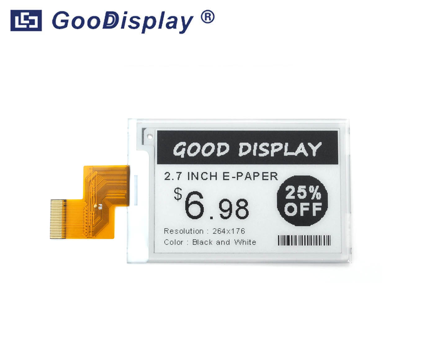 2.7inch E-Ink Screen Display 264x176 Resolution Electronic E-Paper Communicating via SPI Interface, GDEY027T91