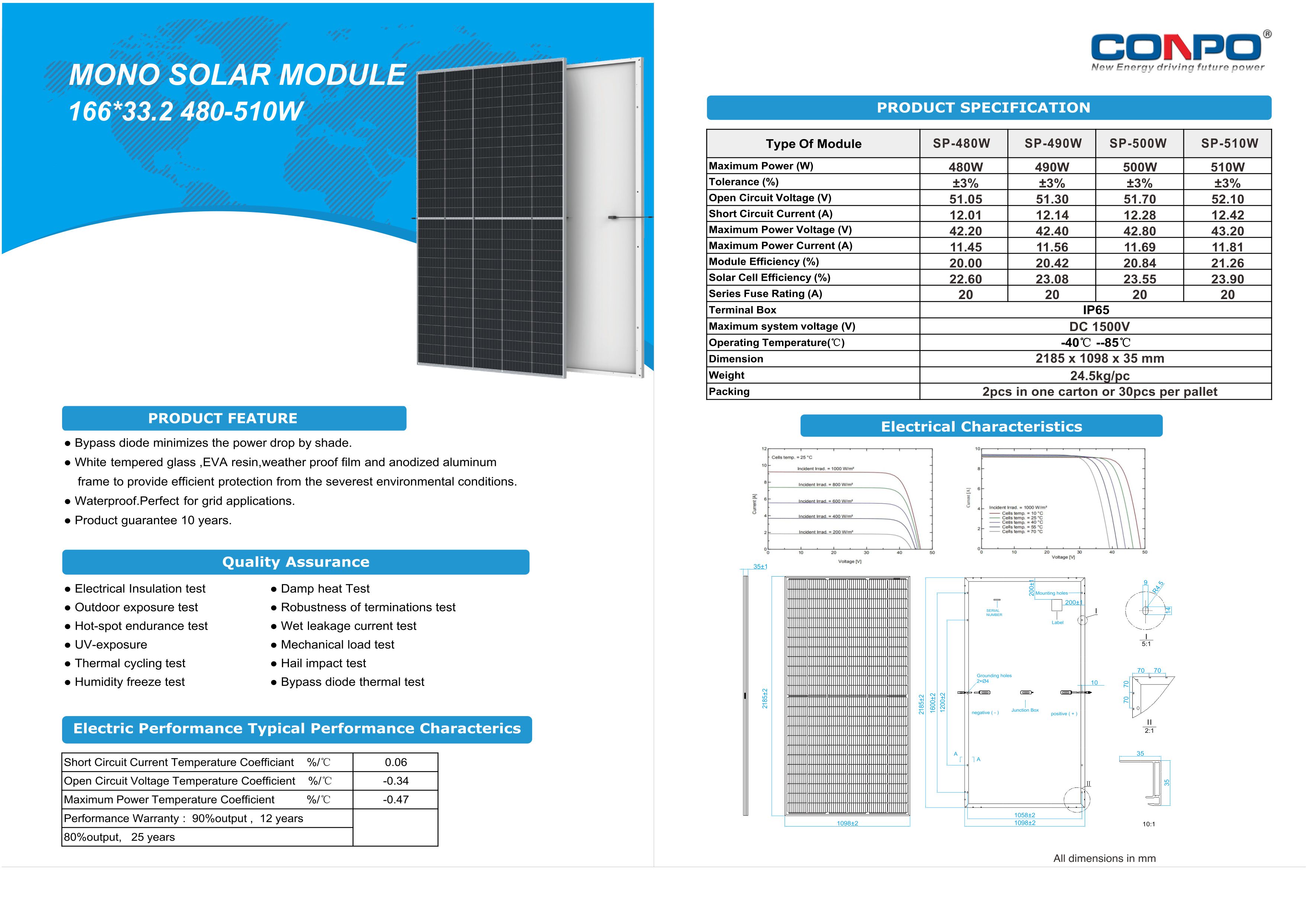 480W/490W/500W/510W  Mono/Poly Solar Panel