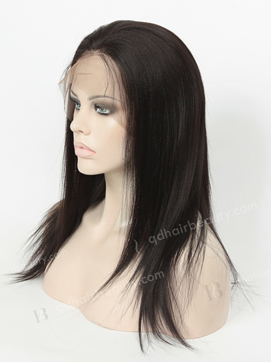 In Stock Indian Remy Hair 14" Yaki Straight #1B Color 360 Lace Wig 360LW-01005