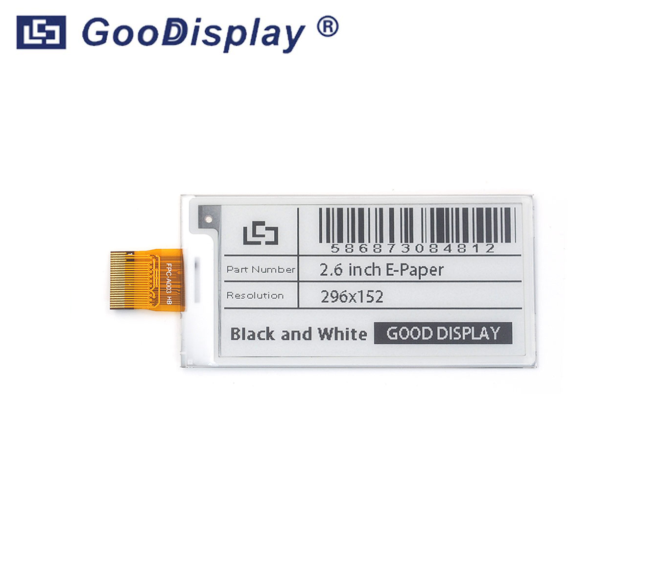 2.66 inch E Ink Display 1.5s Fast Update SSD1680 Monochrome, GDEY0266T90