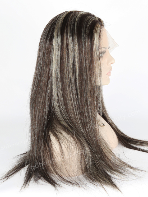 In Stock Indian Remy Hair 18" Straight 1#/3# Evenly Blended With 22# Highlights Color Lace Front Wig MLF-01006