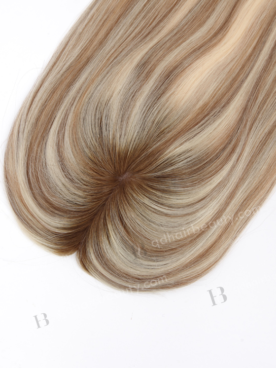 In Stock 5.5"*5.5" European Virgin Hair 16" Straight T9/60# with 9# Highlights Color Silk Top Hair Topper-108