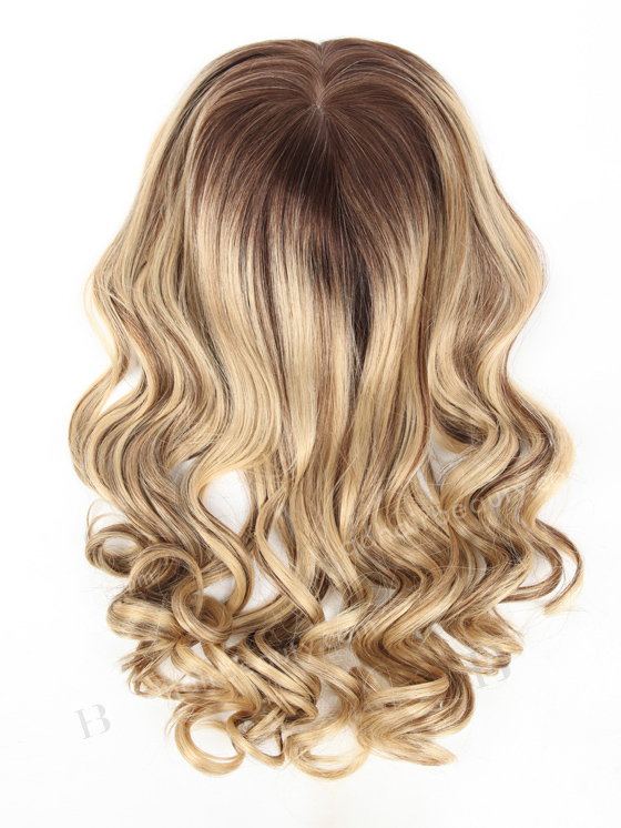 European Virgin Hair 18" One Length Bouncy Curl T4/22# with 4# Highlights 8"×8" Silk Top Weft Hair WR-TC-038