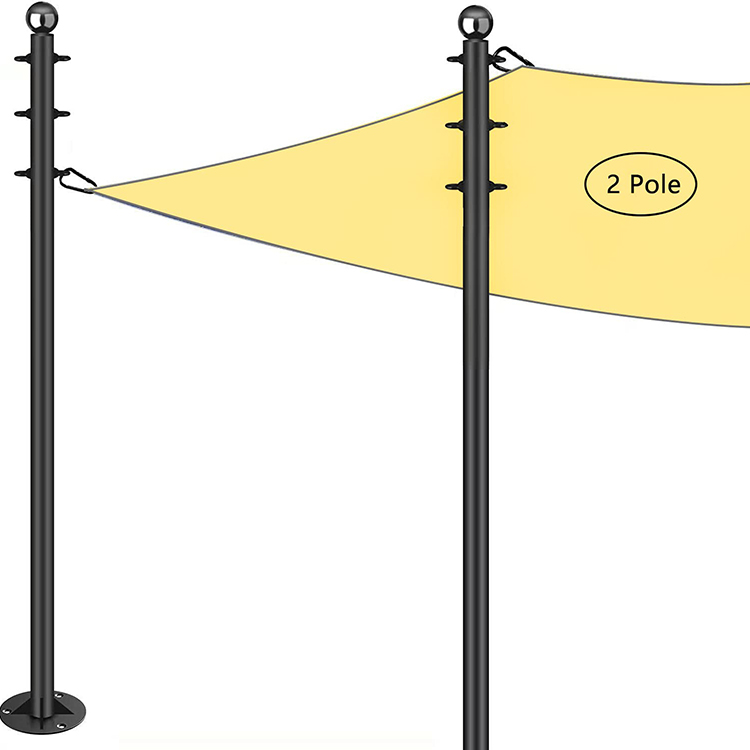 JH-Mech Shade Sail Canopy Pole Custom Heavy Duty Poles coated Stainless Steel Shade Sail Pole with Two Types of Hooks