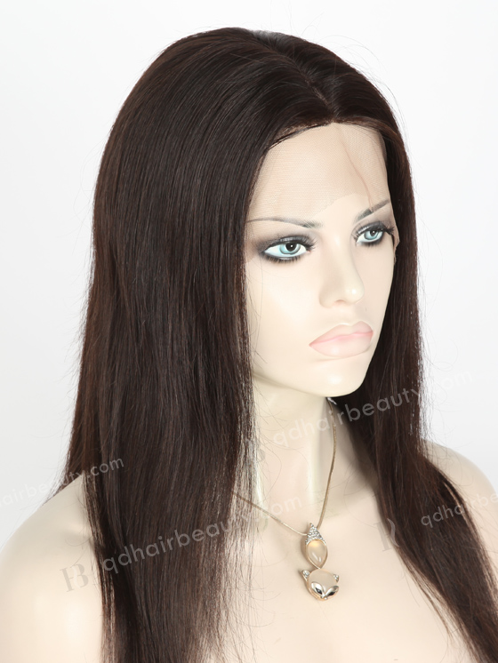 In Stock Brazilian Virgin Hair 16" Straight Natural Color Silk Top Full Lace Wig STW-433