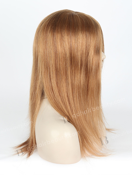 In Stock European Virgin Hair 14" Straight Color 8# with 9# Highlights Silk Top Glueless Wig GL-08079