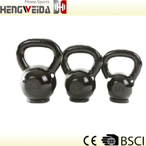 HWD5101-Black Painted Kettlebell With Rubber Bottom