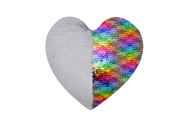 Magic Sequin Heart Shaped Cushion Cover(Colorful Color/White)
