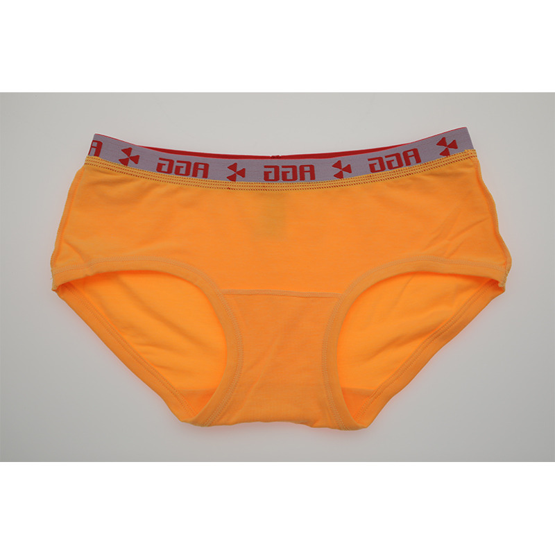 女短裤 三角裤 红色提花腰带亮橘黄色纯色