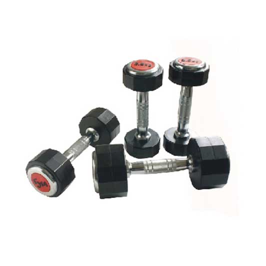 Dodecagonal rubber dumbbell with steel cap