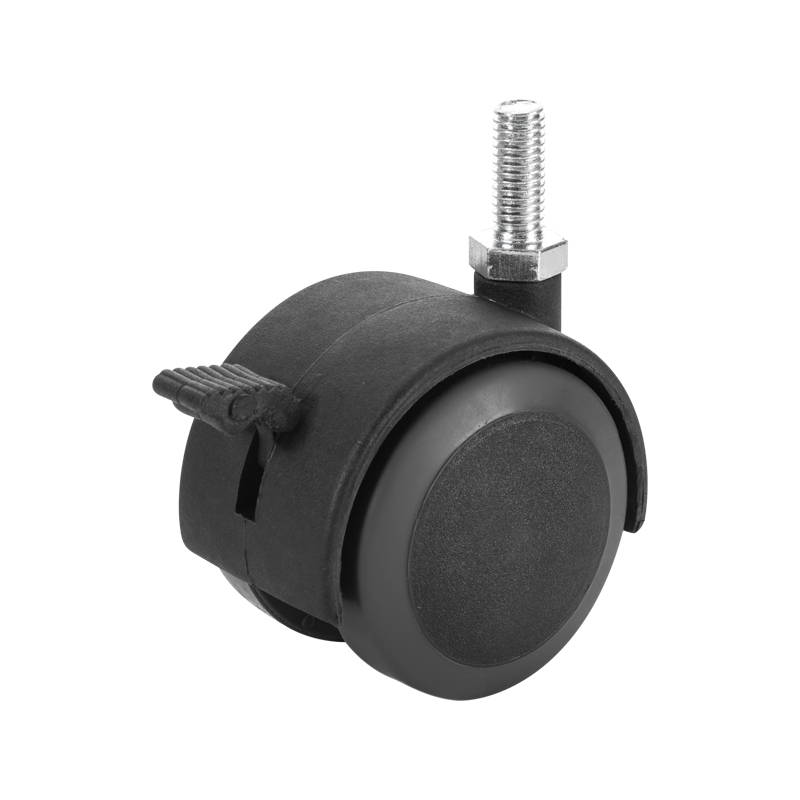 (1-11)    50mm, 75mm, 100mm PA.PU twin wheel caster ,chair caster ,threaded stem ,screw ,with brake