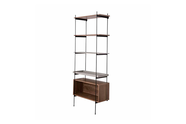 Adjustable Black wire frame wooden layer bookcase 34g