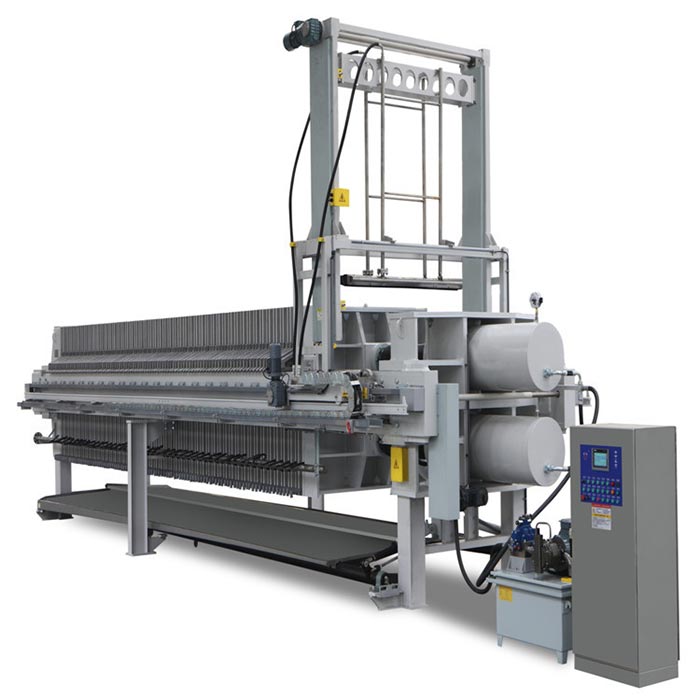1500mmx1500mm fully automatic filter press with bombay doors/drip tray and cloth washing system