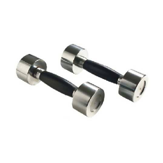Chrome-plated dumbbells with rubber handles